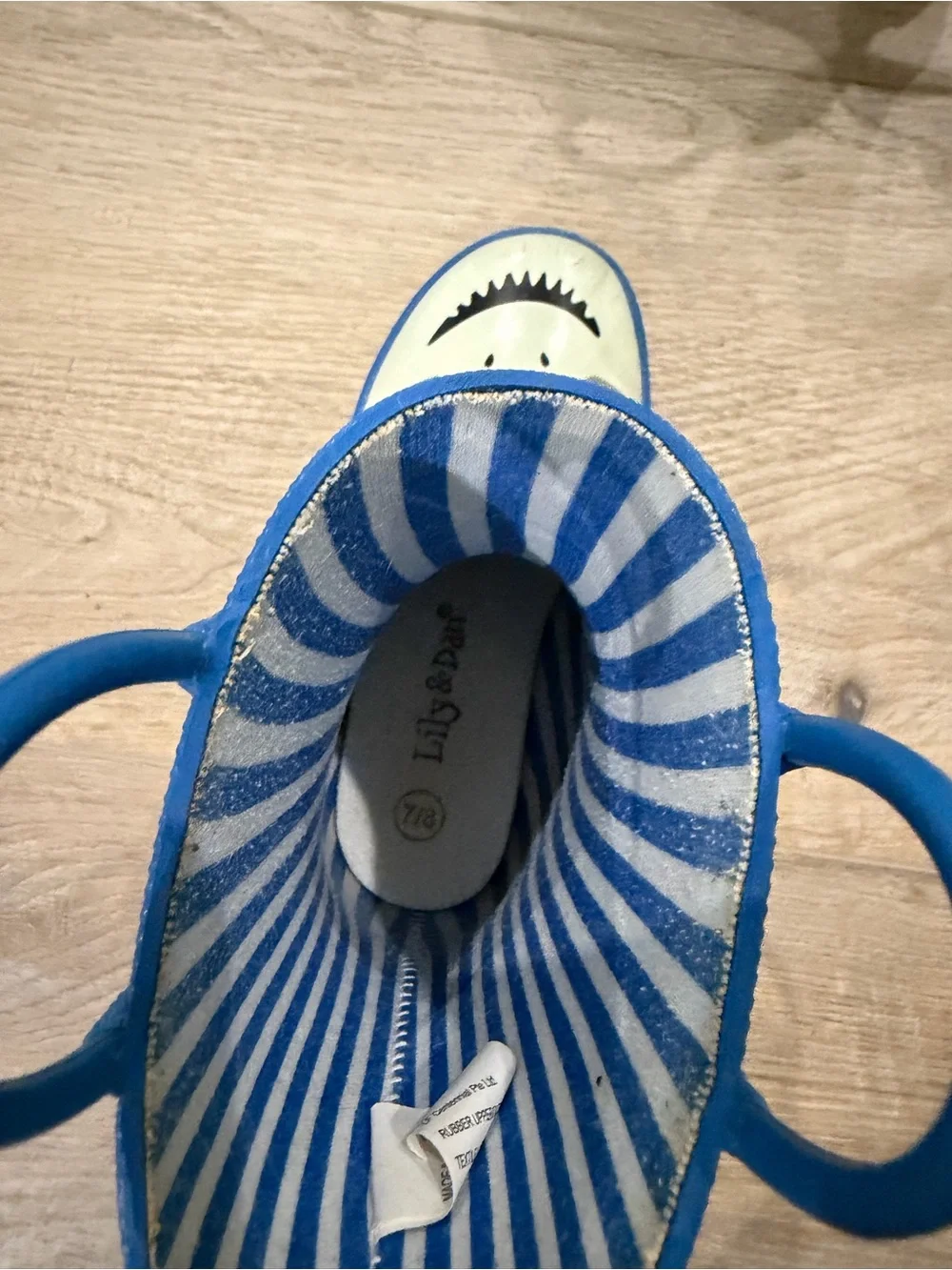 Kids Shark Stripe Rain Boots - Blue Size 7/8
